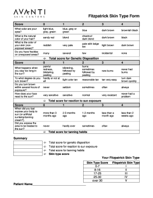Fitzpatrick Skin Type Form
