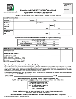 Residential ENERGY STAR Appliance Rebate Application