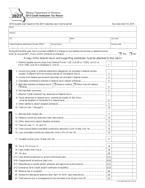 Missouri Credit Institution Tax Return Form 2823