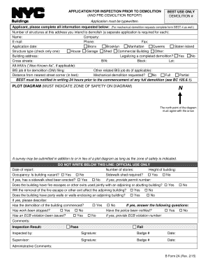 Application for Inspection Prior to Demolition