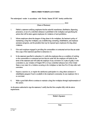 Florida Drug-Free Workplace Certification Form