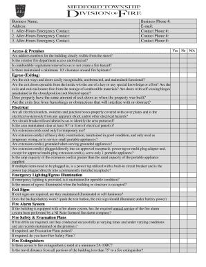 New Jersey Fire Safety Inspection Form