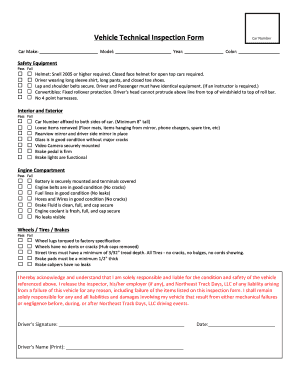 Vehicle Technical Inspection Form