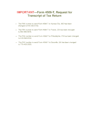 IRS Form 4506-T Request for Transcript of Tax Return