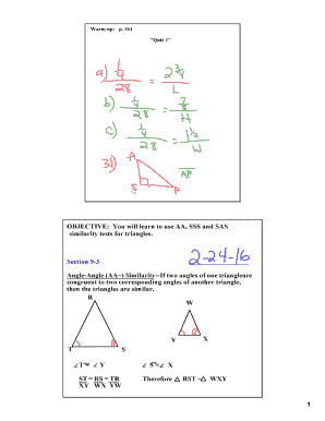 Quiz 1: Triangle Similarity Tests