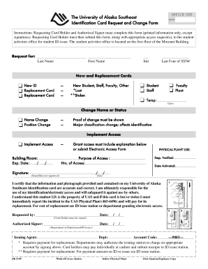 University of Alaska Southeast Identification Card Request Form