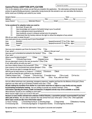 Canine Feline Adoption Application