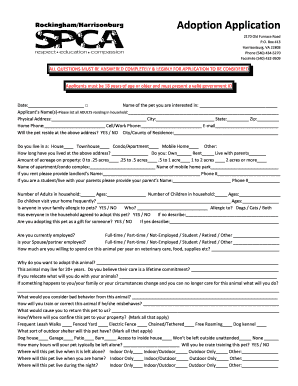Pet Adoption Application Form