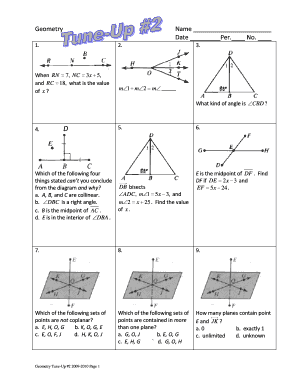Geometry Tune-Up Worksheet