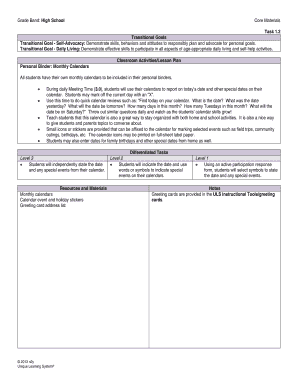 High School Monthly Calendar Template