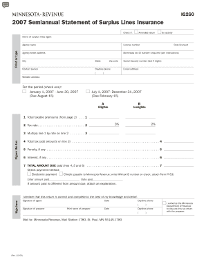 2007 Semiannual Statement of Surplus Lines Insurance