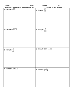Geometry Simplifying Radicals Practice