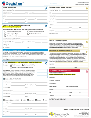 Decipher Prostate Cancer Test Requisition Form
