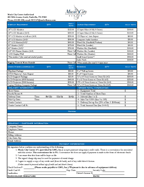 Music City Center Audiovisual Equipment Rental Agreement