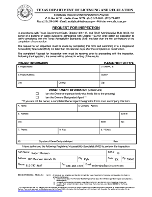 Texas Accessibility Inspection Request Form