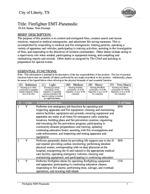 Work experience form - Title Firefighter EMT-Paramedic - City of Liberty - cityofliberty