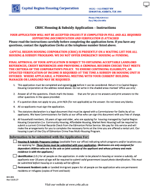 Capital Region Housing Subsidy Application