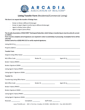 Listing Transfer Form