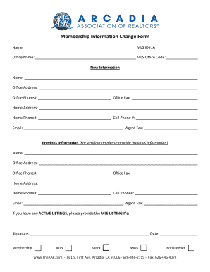 Membership Information Change Form