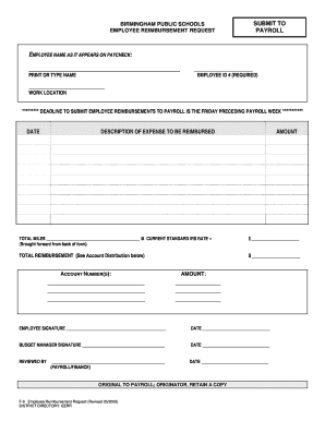 Employee Reimbursement Request Form