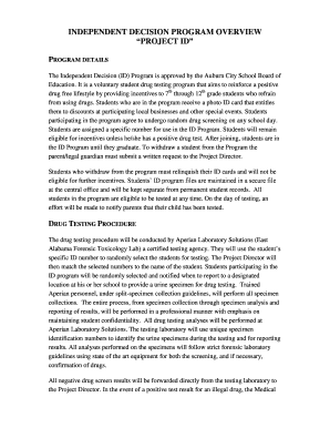 Auburn City Schools Independent Decision Drug Testing Consent Form