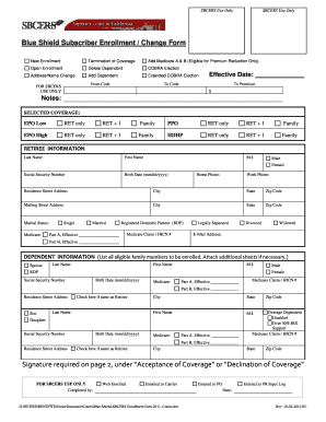 Blue Shield SBCERS Enrollment Form