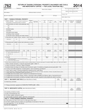 Virginia Form 762 Tangible Personal Property Tax Return