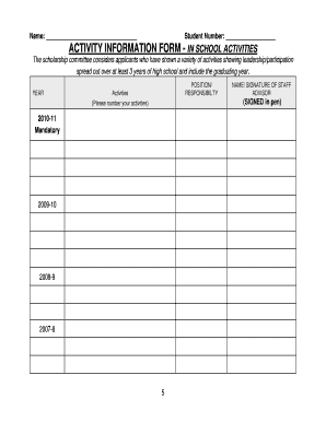 Activity Information Form