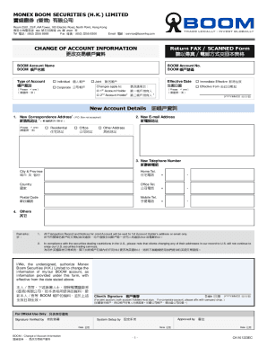 BOOM Account Information Change Form