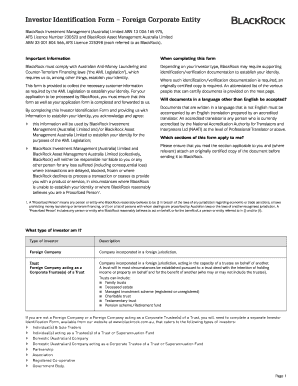 Investor Identification Form - Foreign Corporate Entity