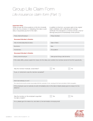 Group Life Claim Form