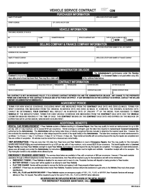 Vehicle Service Contract Agreement