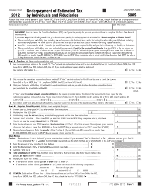 California Form 5805 Underpayment of Estimated Tax