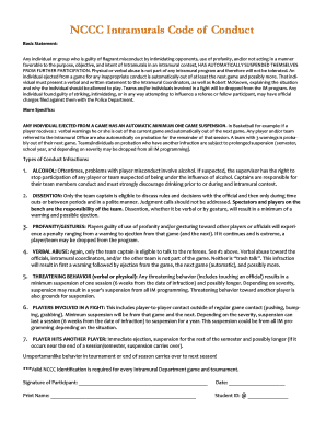 NCCC Intramurals Code of Conduct