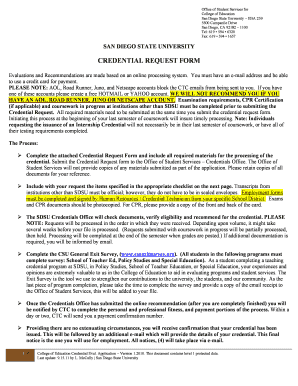 Credential Request Form