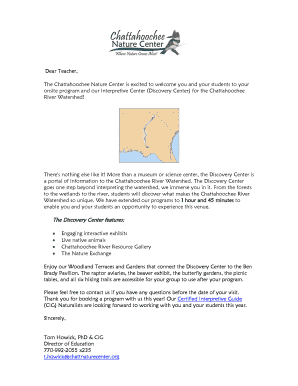 Chattahoochee Nature Center School Program Teacher Information