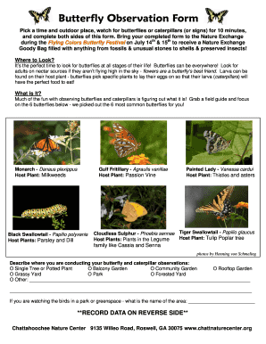 Butterfly Observation Form - Chattahoochee Nature Center