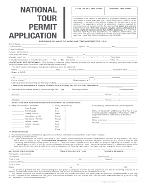 National Tour Permit Application