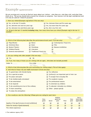 Example questionnaire - Audience Finder - audiencefinder