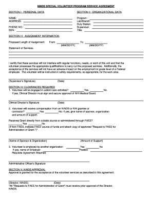 ninds special volunteer program service agreement pdf