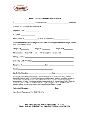 Credit Card Authorization Form