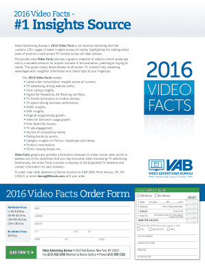 2016 Video Facts Order Form