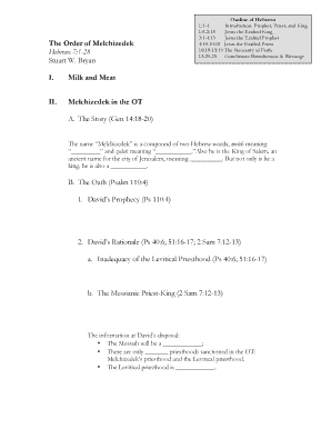 Bible Study Outline on Hebrews and Melchizedek