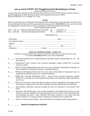 2014-2016 GFWC-NC Supplemental Remittance Form - gfwcnc