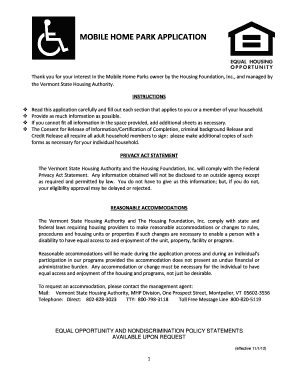 Mobile Home Park Application