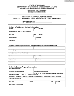 Michigan Property Tax Appeal Petition Form