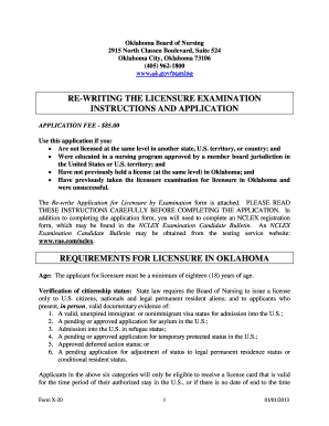 Oklahoma Nursing Licensure Exam Re-Write Application