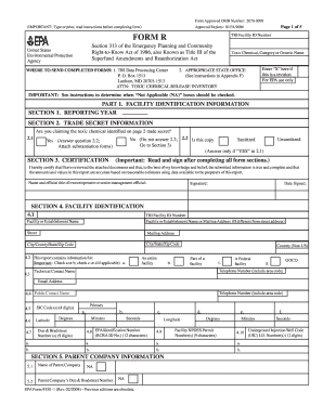 EPA Form R Toxic Chemical Release Inventory