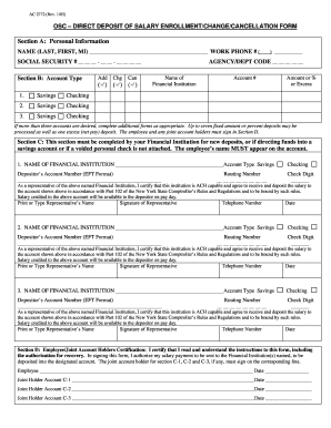 New York State Direct Deposit of Salary Form