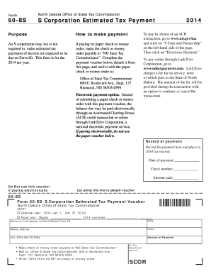 North Dakota S Corporation Estimated Tax Payment Form 60-ES